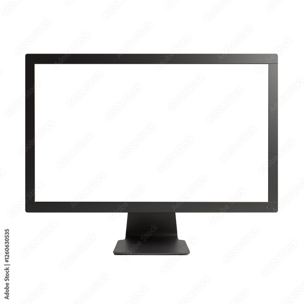 Modern black computer monitor with slim design and large screen for office and home use on isolated white background Modern black computer monitor with slim design and large screen for office and home use on isolated white background