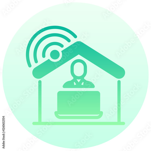 remote work vector round gradient icon