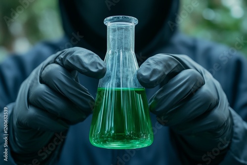 A dark, mysterious researcher in a gothic lab, conducting experiments on old alchemical formulas