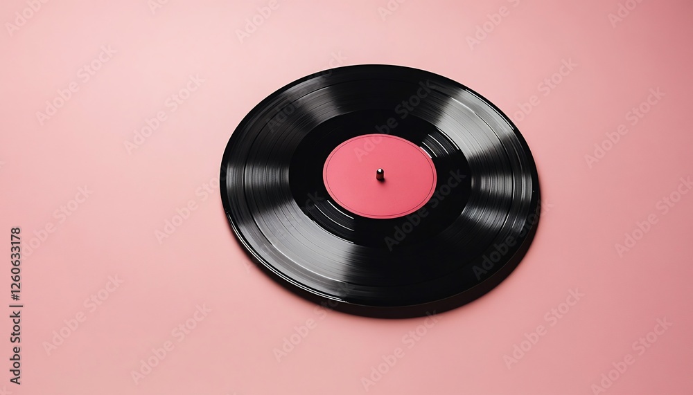 Pink Background With A Black Vinyl Record Pink Background With A Black Vinyl Record