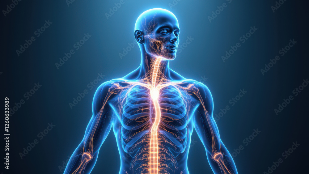 VNS - Vagus Nerve Stimulation with highlighted diagram of nerves. VNS - Vagus Nerve Stimulation with highlighted diagram of nerves.