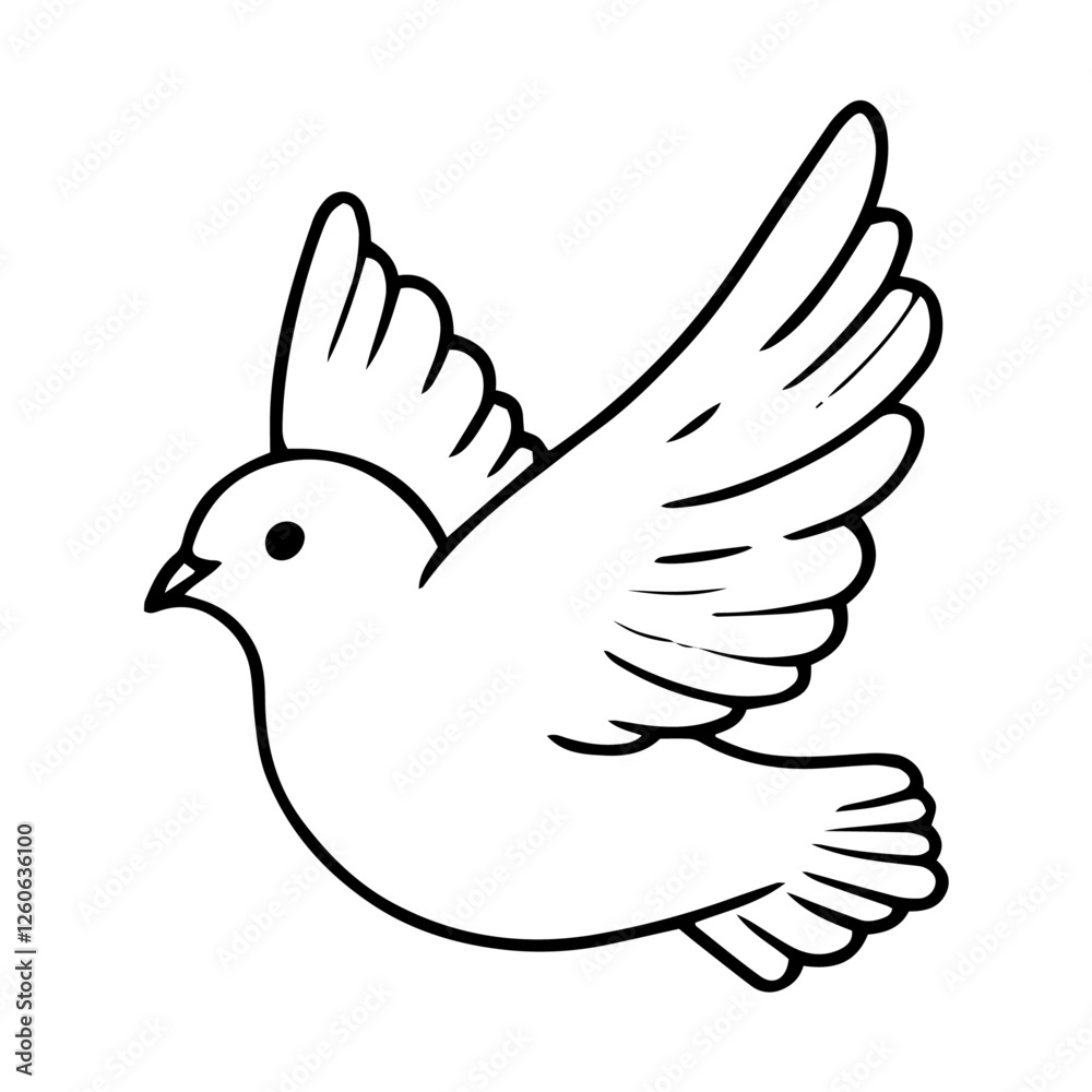 easter vector of a flying dove, black and white ink drawing easter vector of a flying dove, black and white ink drawing