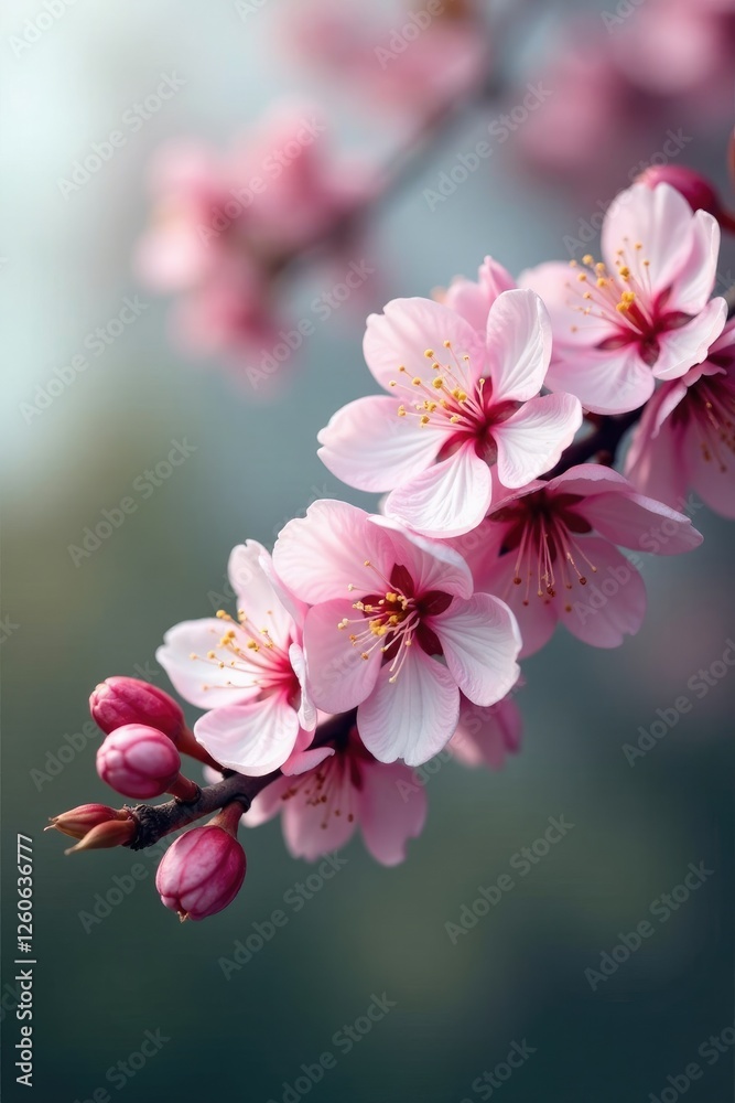 Delicate cherry blossoms sway gently on a tree branch, tree, nature Delicate cherry blossoms sway gently on a tree branch, tree, nature