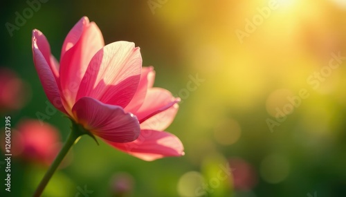 Delicate petals unfurl slowly as warm sunlight touches them gently, sunlight, flowers, afternoon