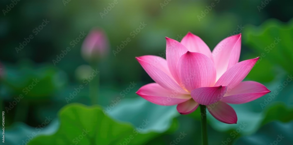 Delicate pink petals of a lotus unfold slowly, serene scenery, tranquil background, soothing colors Delicate pink petals of a lotus unfold slowly, serene scenery, tranquil background, soothing colors