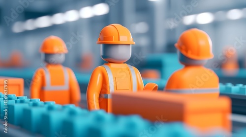 Wallpaper Mural Safety Standards Inspection at Manufacturing Plant with 3D Illustrated Inspectors Evaluating Torontodigital.ca