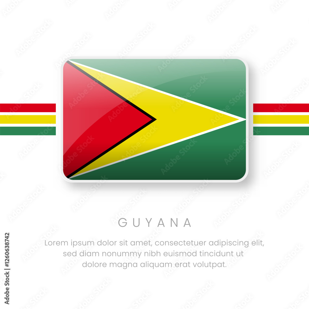 Fototapeta premium National Guyana Flag.Vector Guyana Button Flag. Realistic National Flag Design and Vector Template.
