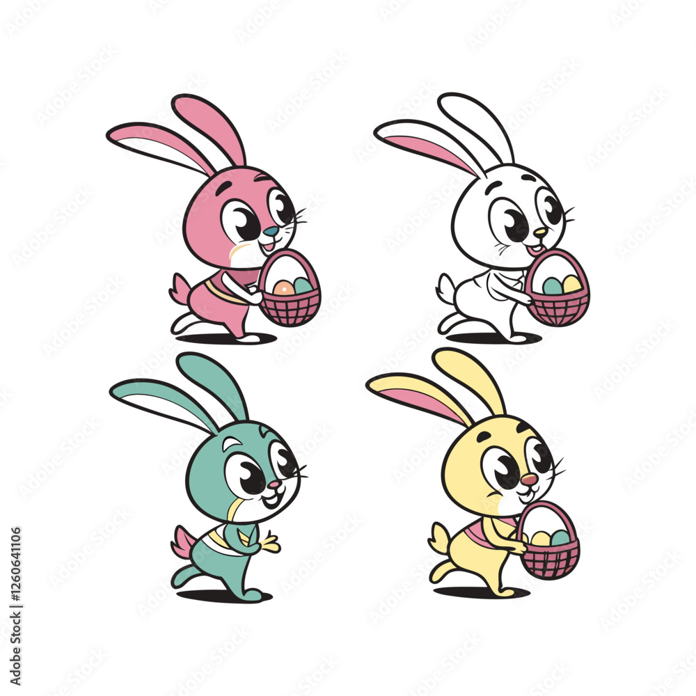 Cute Easter Bunny and Eggs Festive Vector Clip Art Pack Cute Easter Bunny and Eggs Festive Vector Clip Art Pack