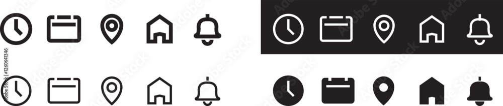 Notification, location, date, time, and address icon , vector illustration Notification, location, date, time, and address icon , vector illustration