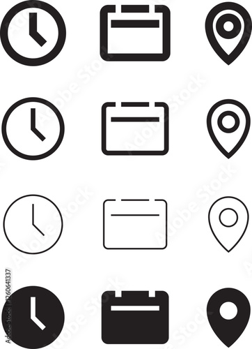 Location, date, time icon , vector illustration