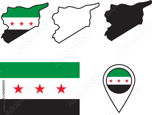 Syria flag ,location, map, vector illustration