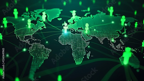 A Exploring Global Connectivity The Impact of Technology on Our World Map, Connection black and green world map background.