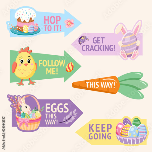 Easter Egg Hunt Directional Signs and Festive Arrows