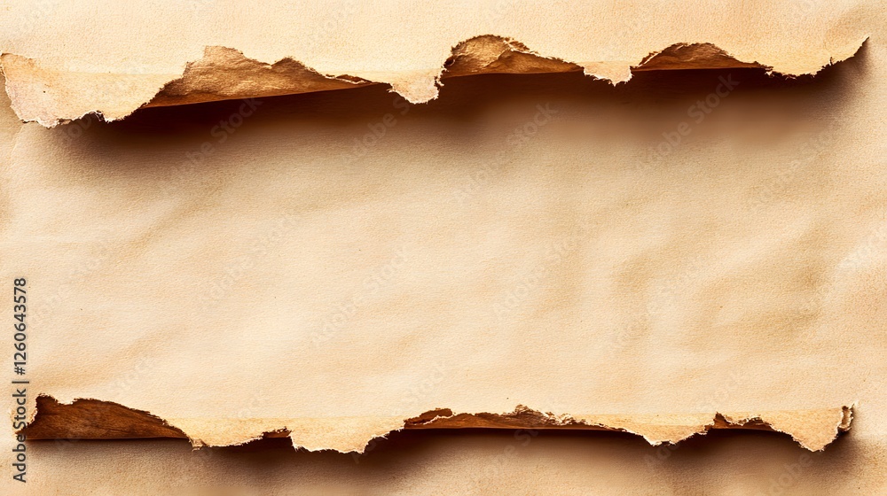 Torn Beige Paper Texture Background with Copy Space Torn Beige Paper Texture Background with Copy Space