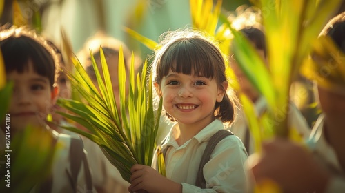 Palm Sunday Children's Celebration: Joyful smiles and vibrant greens