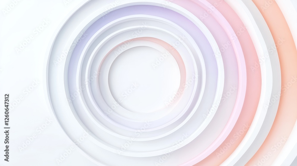 Abstract Concentric Circles Artwork - Pastel concentric circles, symbolizing growth, harmony, unity, infinity, and cyclical processes. Clean and modern design