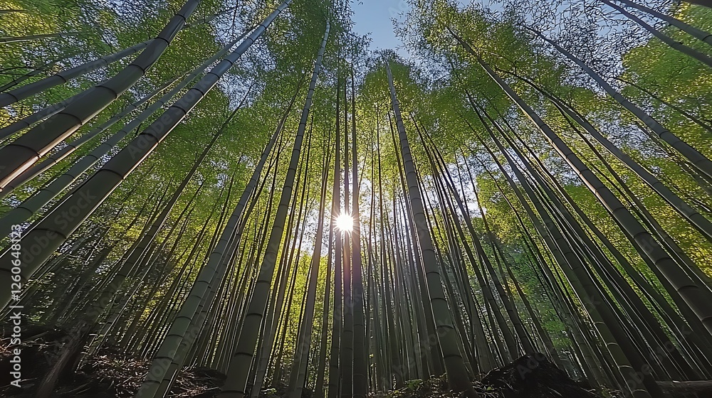Sunlit bamboo forest, Japan, serene nature, tranquility Sunlit bamboo forest, Japan, serene nature, tranquility