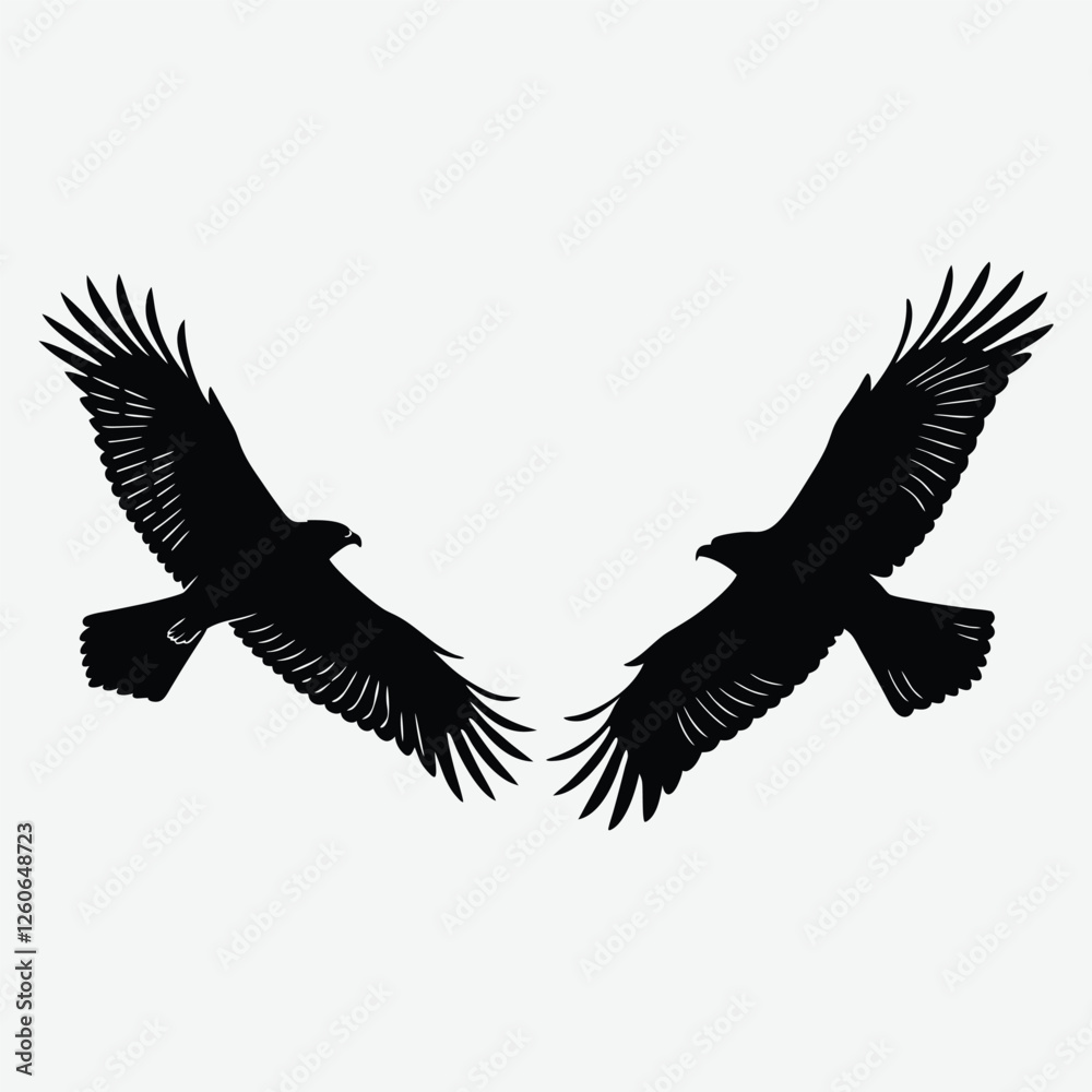 Fototapeta premium A hawk soaring through the sky silhouette design art with illustration