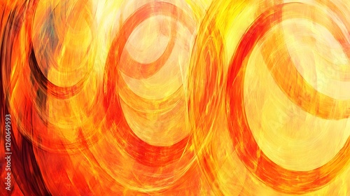 Abstract Fiery Orange and Yellow Swirls Painting
