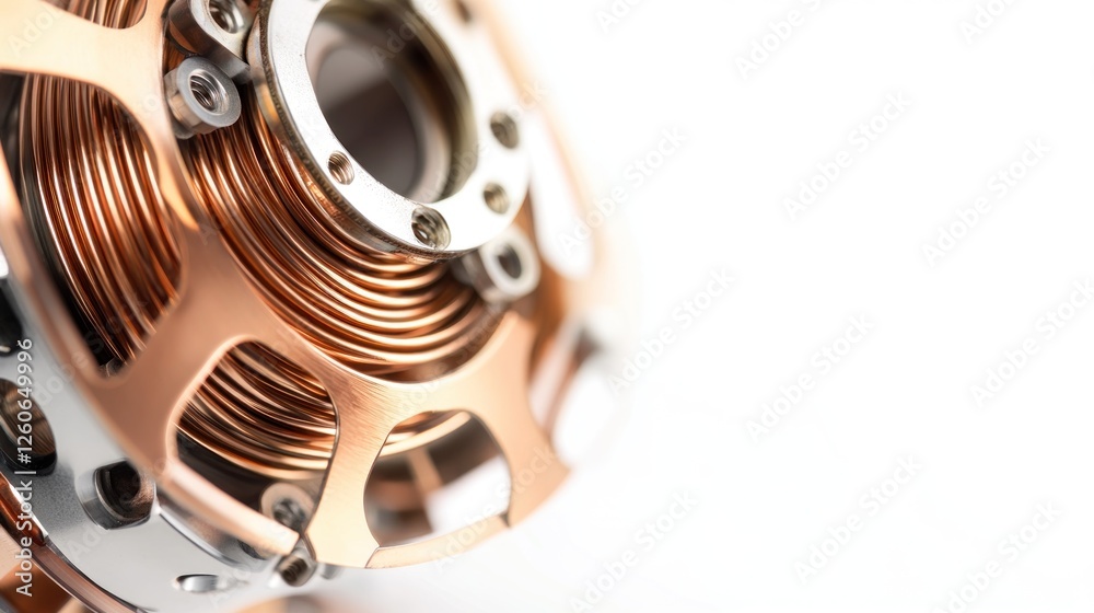 Copper coil mechanism on white background. Possible use Scientific illustration Copper coil mechanism on white background. Possible use Scientific illustration