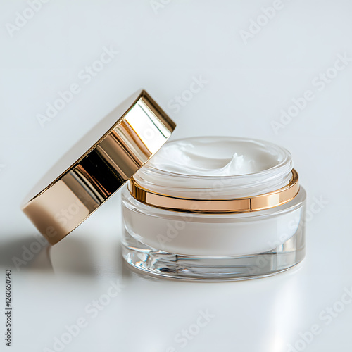 3d realistic face cream in a glass bottle	
