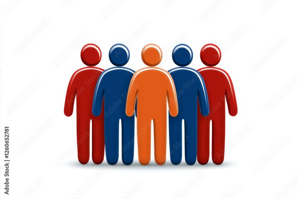 A flat, modern design of a leader figure with a group of people behind them, representing leadership A flat, modern design of a leader figure with a group of people behind them, representing leadership