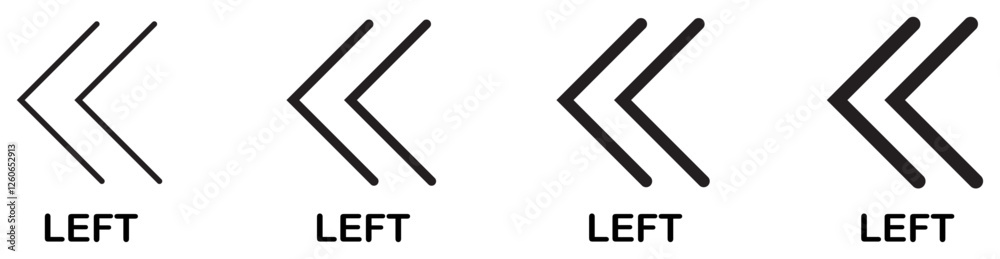 Ui ux left navigation buttons. Monochrome chevron arrow interface sign. Leftward double arrow web icon. Left direction chevron arrow icon. Vector illustration Ui ux left navigation buttons. Monochrome chevron arrow interface sign. Leftward double arrow web icon. Left direction chevron arrow icon. Vector illustration