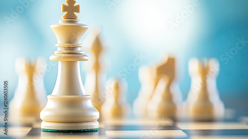 detailed macro shot of chessboard showing intense endgame scenario with focus on white knight photo