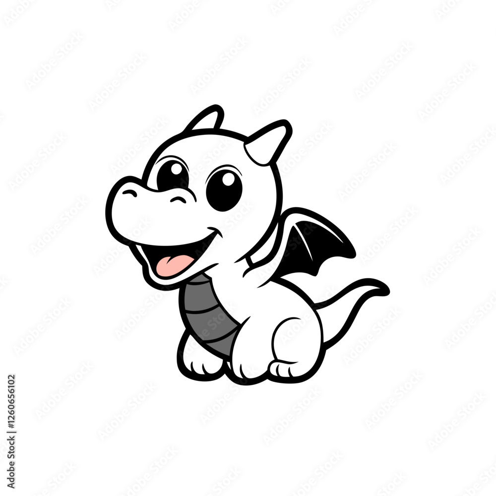 Fototapeta premium A cute dragon with tiny wings and a mischievous smile