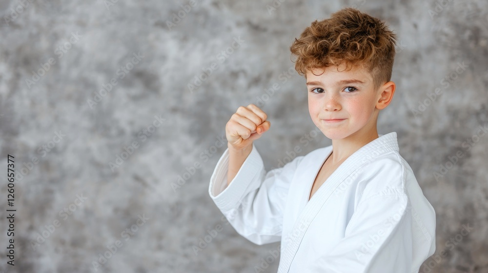 Determined Young Martial Artist Performing Punch Determined Young Martial Artist Performing Punch