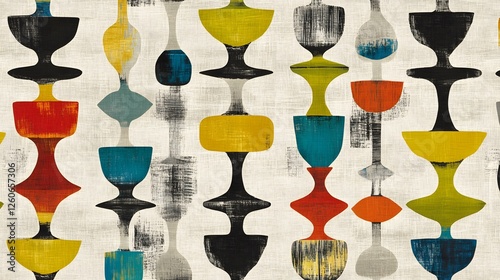 Abstract Mid Century Modern Art Print Colorful Geometric Pattern