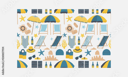 Vector-style illustrations of summer beach elements, easily editable.