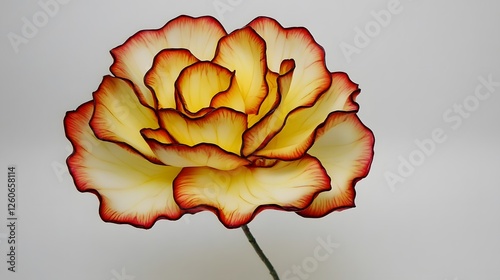 Elegant AI Generated Yellow Rose with Red Accents
