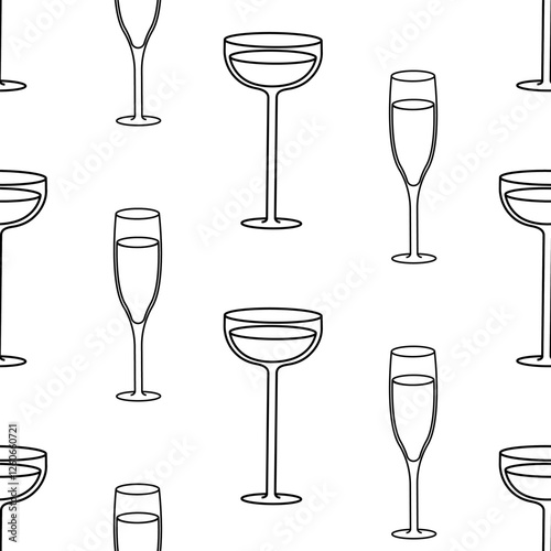 Various glassware designs featuring elegant cocktail and champagne styles on a simple background