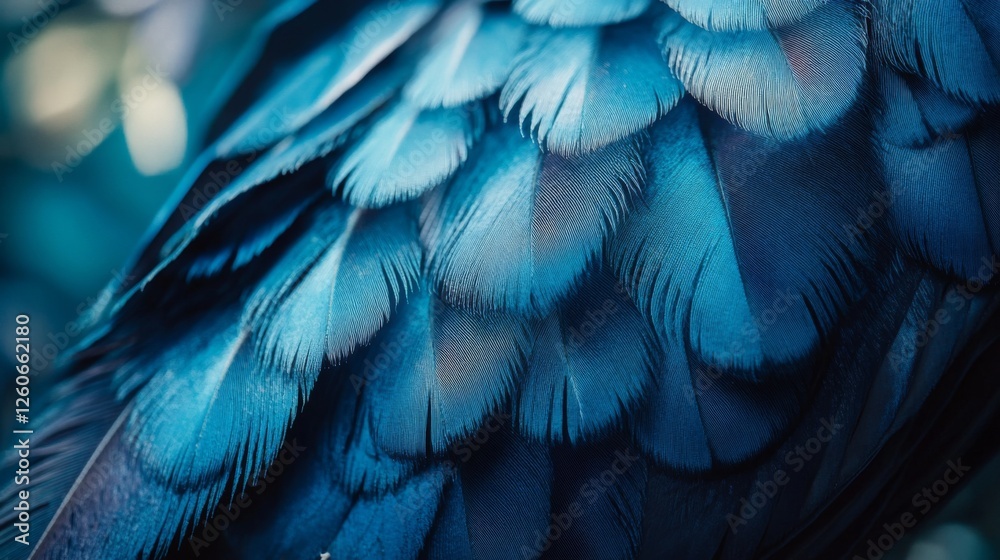Obraz premium Close-up of vibrant blue feathers with intricate pattern and texture