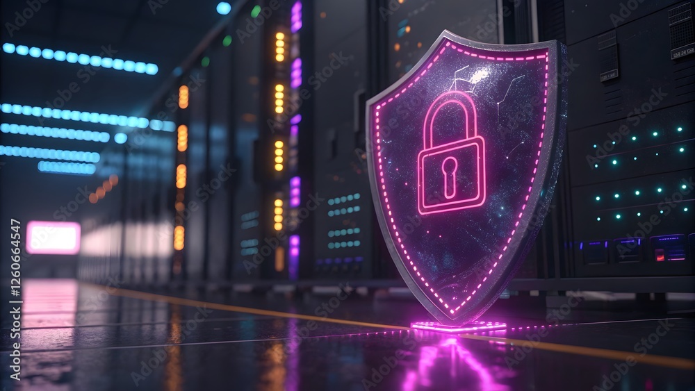 Cyberpunk-inspired digital shield with vivid neon colors, symbolizing futuristic technology and cybersecurity Cyberpunk-inspired digital shield with vivid neon colors, symbolizing futuristic technology and cybersecurity