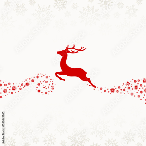 Fliegendes Rentier Mit Schweif Aus Schneeflocken Rot Beige
