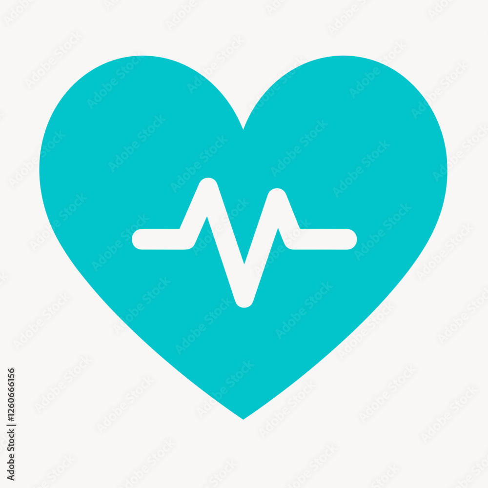 Heart with heartbeat symbol in turquoise color Heart with heartbeat symbol in turquoise color