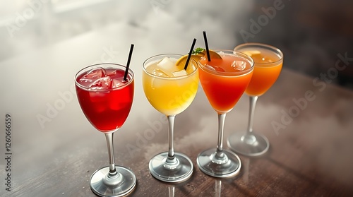 Colorful cocktails close up