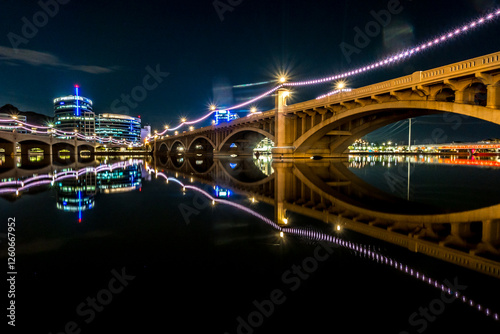 Fotografie Skyline of mesa city near phoenix city in arizona at night