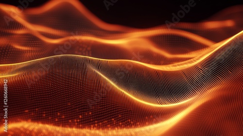 Wallpaper Mural Abstract digital waves in warm orange glow Torontodigital.ca