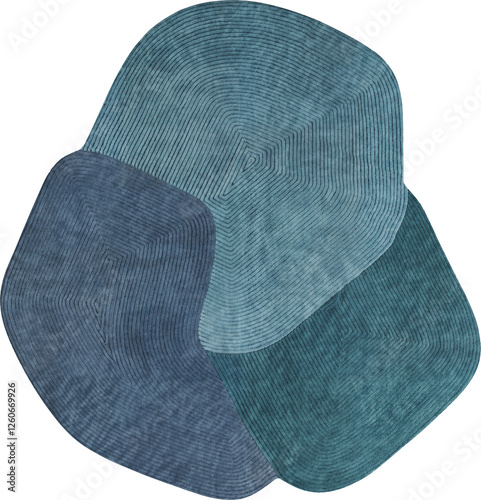 Top view of modern blue rug