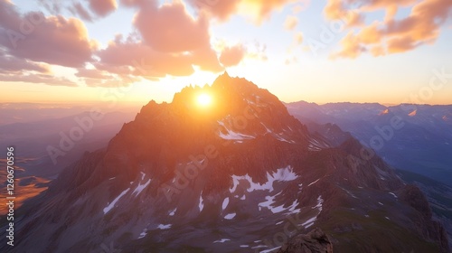 Majestic Mountain Sunset Landscape at Golden Hour
