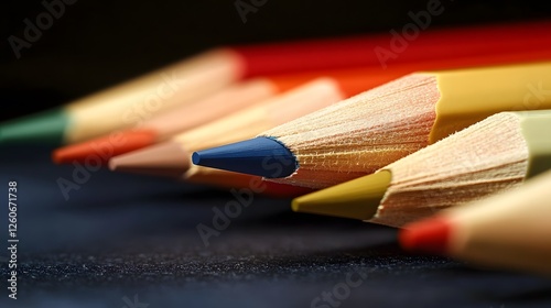 Closeup Colorful Pencils Art Supplies Macro Photography
