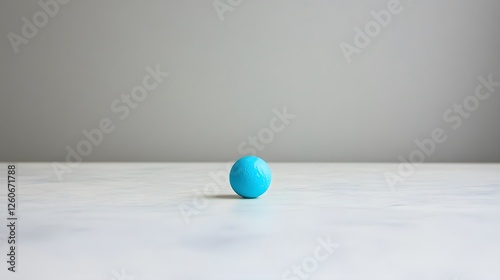 Single Blue Sphere on White Marble Minimalist Photography