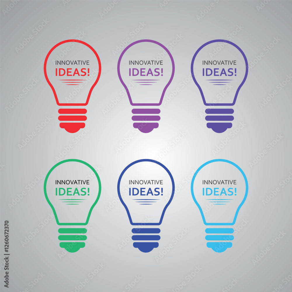 Unique Modern Colorful Lightbulb Icons Unique Modern Colorful Lightbulb Icons