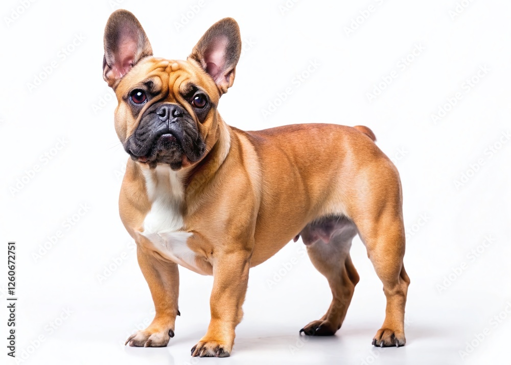 French Bulldog Full Body Pose, Isolated on White Background - Stock Photo French Bulldog Full Body Pose, Isolated on White Background - Stock Photo