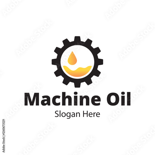Oil and gear icon logo design. Oil drop with cog wheel icon logo design.