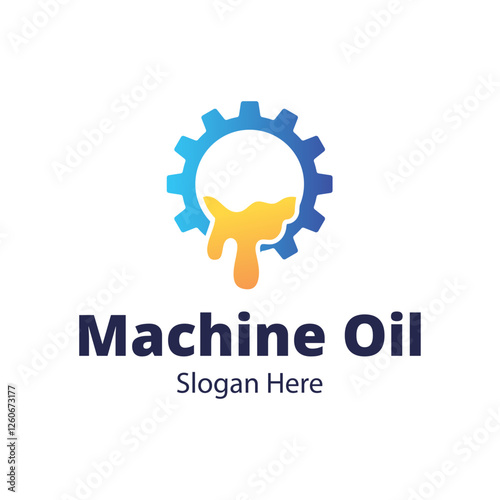 Oil and gear icon logo design. Oil drop with cog wheel icon logo design.
