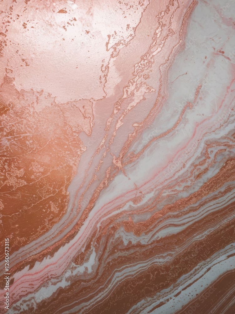 Fototapeta premium Swirling abstract design in warm rose gold and soft pastel hues, creating a layered marble-like effect.